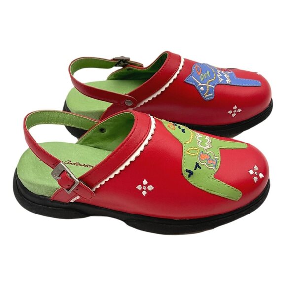Hannah Anderson Girls Clogs Red Horse Size 36 EU 3.5Y USA Leather - Picture 9 of 10